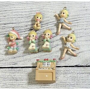 Precious Moments Lot of 7 Mini Christmas Ornaments Enesco Ballet Piano Baby